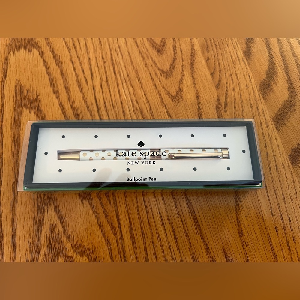 Kate Spade White and Gold Polka Dot Ballpoint Pen
